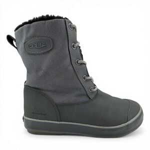 Keen Elsa Waterproof  Fleece Lined Boots Womens Sz‎ 9 Grey Mid Lace Up Rain Snow